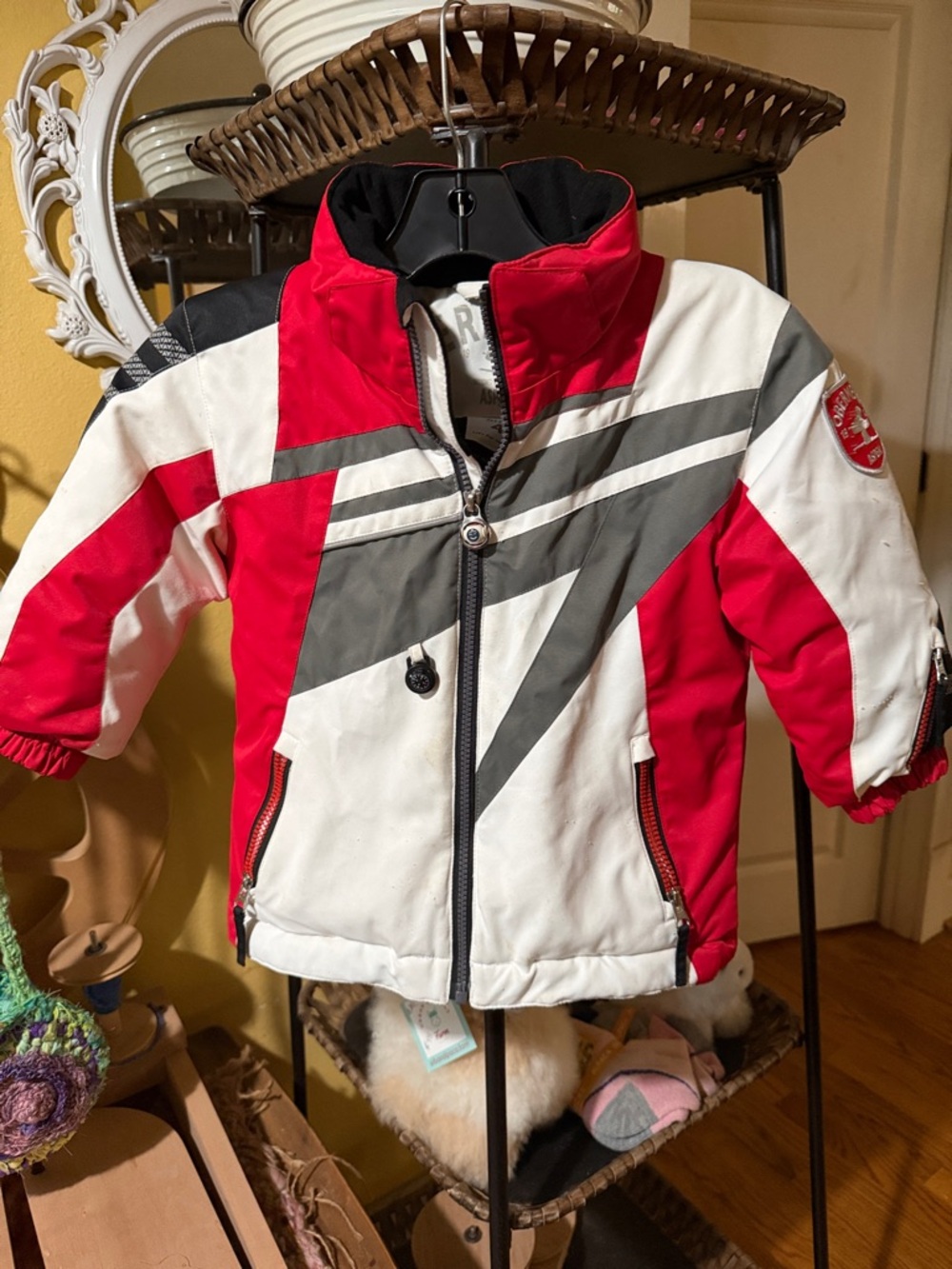 Obermeyer Kids Red, White & Gray Ski Puffer Jacket